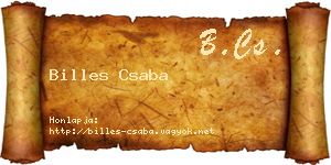 Billes Csaba névjegykártya